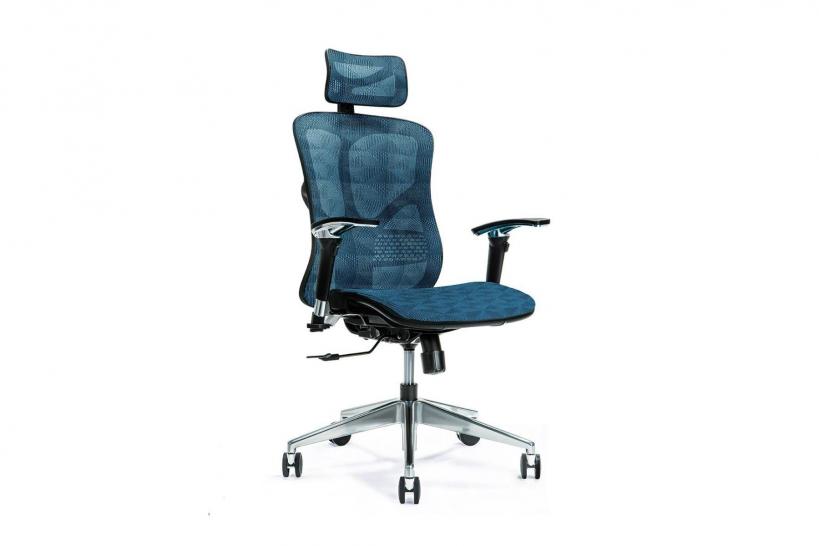 Sedia ergonomica ufficio 8 ore con supporto lombare colore blu-Arrediorg