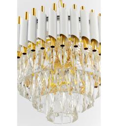 lampadario cristallo moderno 6 punti luce bianco e oro