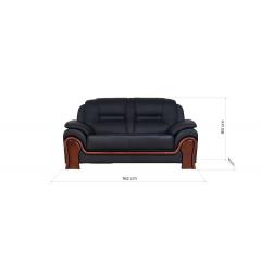 misure divano 2 posti pelle nera elementi legno a vista