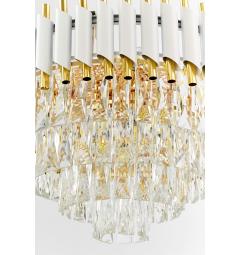 lampadario moderno in cristallo bianco e oro