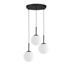 Lampadario con tre luci a sfera struttura nera moderno