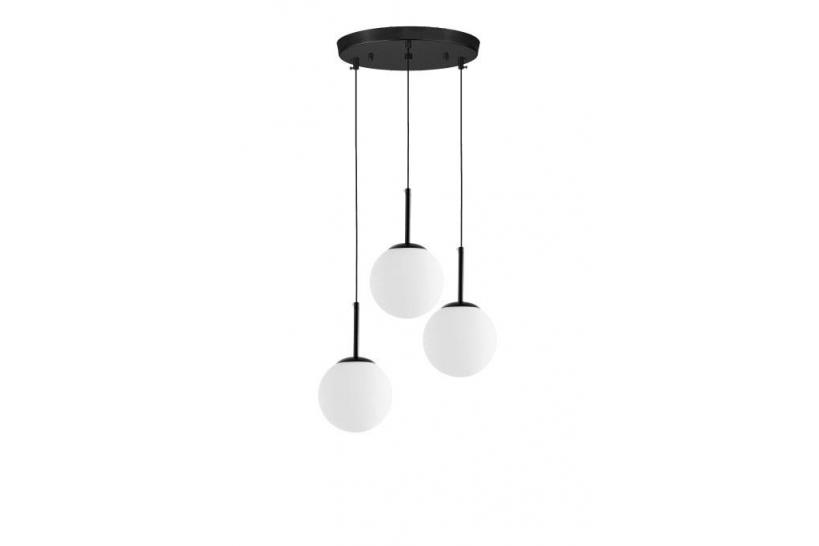 Lampadario con tre luci a sfera struttura nera moderno