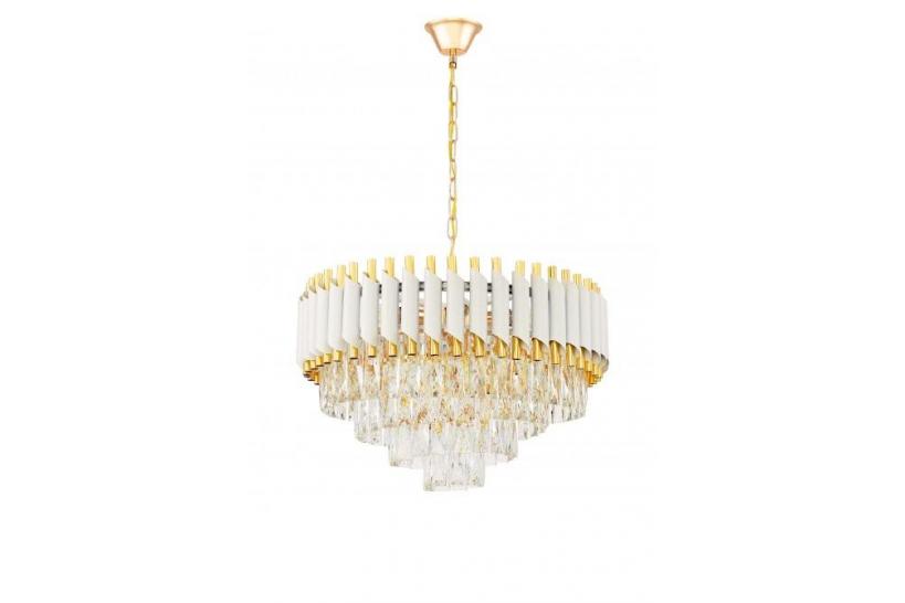 lampadario cristallo moderno bianco oro mazini d50