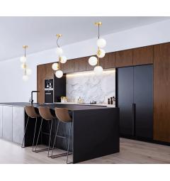 Lampadario a sospensione di design moderno 4 luci a sfere STELVIO W4 Ottone