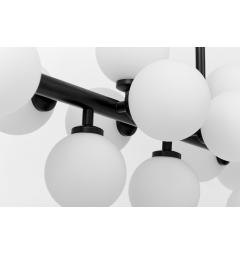 lampadario bocce vetro bianco ramo metallo nero