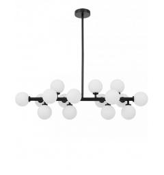 Lampadario a ramo con sfere vetro bianco opalino