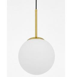 Lampada palla di vetro bianco ottone a sospensione