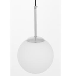 lampada a sospensione cromata palla vetro bianco opaco