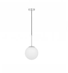 lampada a sospensione a sfera vetro bianco cromo