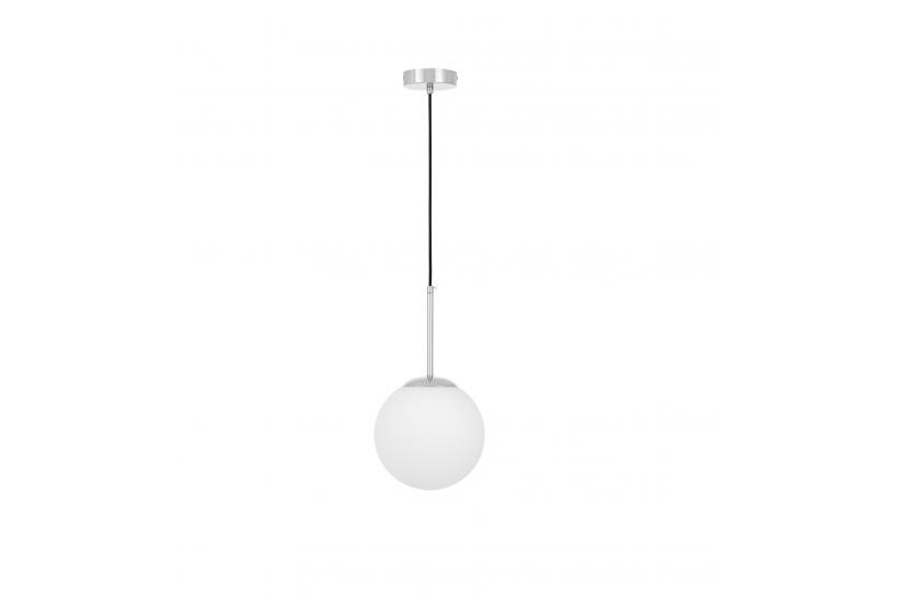 lampada a sospensione a sfera vetro bianco cromo