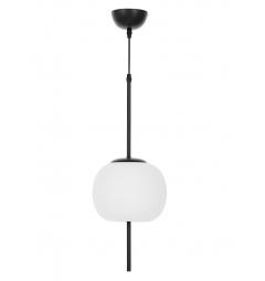 lampada a sfera con sospensione metallo nero paralume bianco ALPINA D20