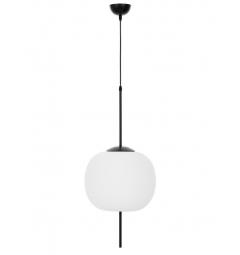 Lampada a sospensione moderna palla vetro bianco opalino metallo nero ALPINA D33