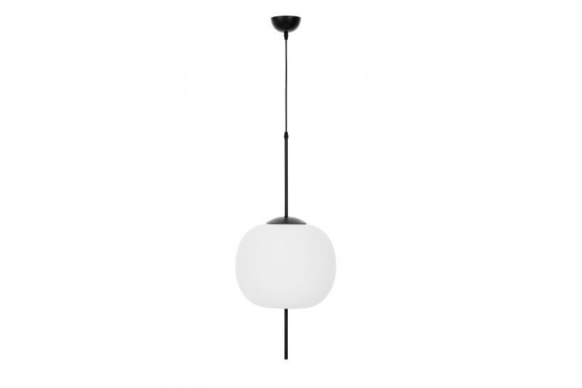 Lampada a sospensione palla vetro bianco asta metallo nero ALPINA D33