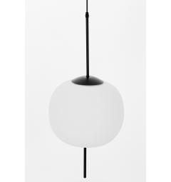 Lampada a sospensione moderna boccia vetro bianco asta metallo nero ALPINA D33