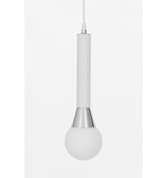 lampada moderna sospensione tubolare sfera bianco cromo