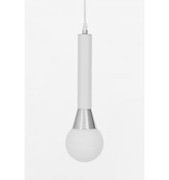 lampada moderna sospensione tubolare sfera bianco cromo