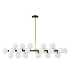 Lampadario a sospensione sfere bianche struttura nero oro PETRICA W24