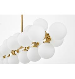 lampadario moderno palle vetro bianche ottone 24 punti luce