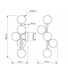 applique bocce bianche ottone dimensioni