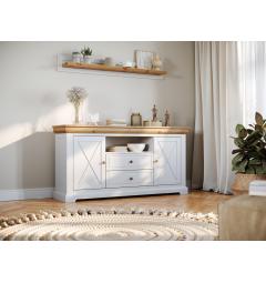 credenza legno massello di pino finlandese shabby provenzale bianca