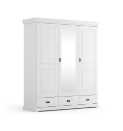 armadio massello pino bianco 3 ante specchio shabby toscano