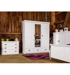 armadio legno massello pino bianco shabby specchio cassetti 3 ante