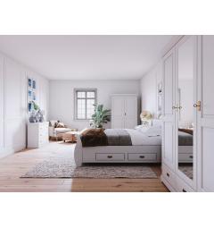 letto 140x200 cassettoni bianco legno massello pino shabby