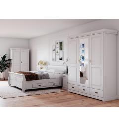 letto bianco shabby cassettoni legno massello 140x200