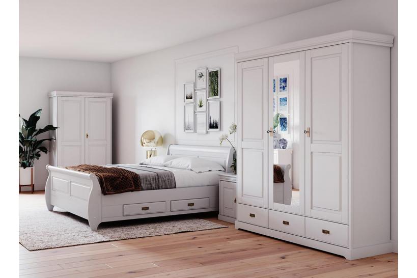 letto bianco shabby cassettoni legno massello 160x200