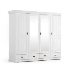 armadio legno massello bianco 4 ante specchi toscano shabby