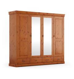 armadio shabby legno massello pino miele 4 ante