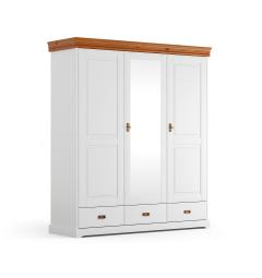 armadio legno massello bianco miele 3 ante con specchio shabby toscano