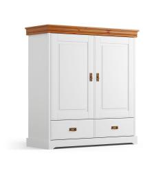 armadio basso legno massello bianco top miele shabby toscano