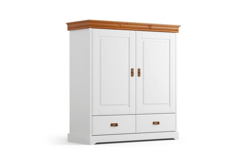 Armadio basso legno massello bianco miele shabby toscano