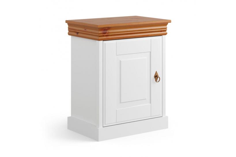 comodino legno massello pino bianco miele shabby toscano