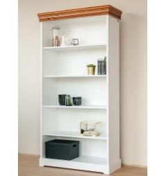 libreria legno massello pino bianca top miele shabby toscano