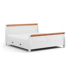 letto legno massello bianco con finiture miele stile shabby toscano country 140x200