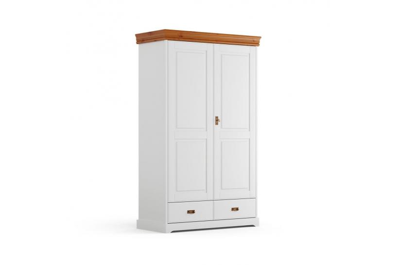 armadio 2 ante shabby toscano legno massello bianco miele