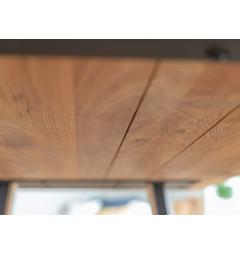 tavolo legno rovere massello scortecciato design gambe in metallo nero 100x200