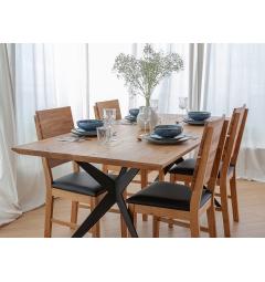 Tavolo massello di rovere naturale scortecciato gambe in metallo 90x180