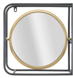 particolare specchio rotondo con cornice in legno