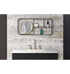 Specchio rotondo con mensole di design in legno