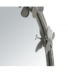 specchio rotondo con struttura in ferro color argento