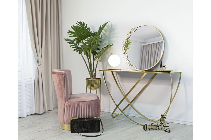 Specchio rotondo con struttura oro design geometrico e minimalista
