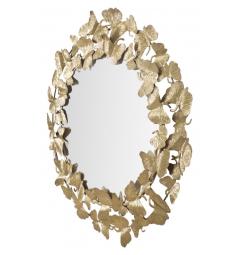 elegante specchio rotondo con decoro foglie oro