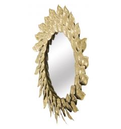 Specchio rotondo con cornice a foglie oro