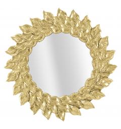 specchio rotondo con struttura color oro