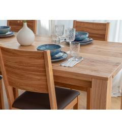 sedia da pranzo legno massello di rovere massello sedile in pelle ecologica marrone imbottito