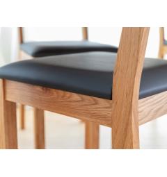 sedia legno massello di rovere naturale sedile ecopelle nero imbottito