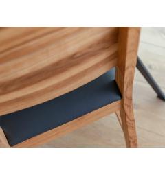 sedia legno rovere massello naturale imbottita ecopelle nera